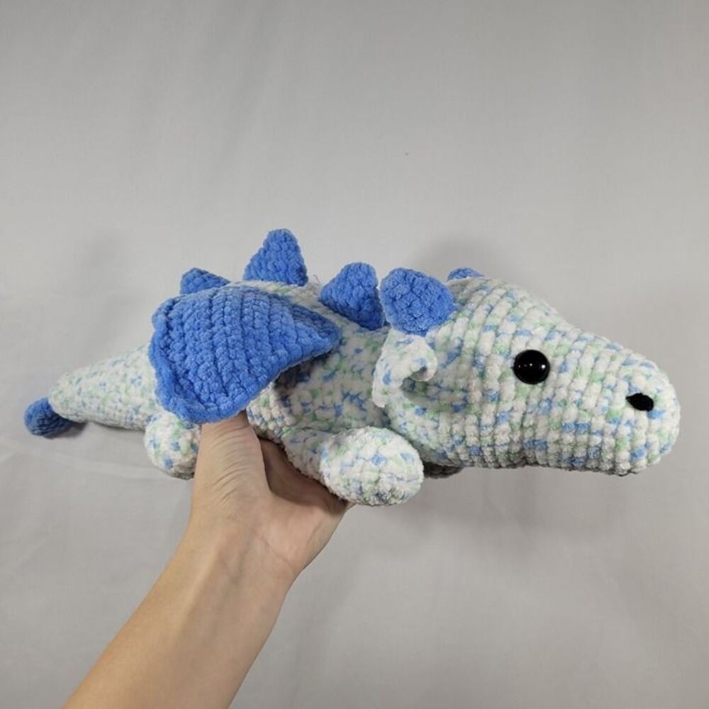 Frosty Dragon Crochet Plushie | Handmade Gift | Mystical Animal
